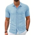 thumbnail image 2 of Taqqpue Linen Shirts for Men Short Sleeve Button Down Blouse Tos Casual Summer Beach Solid Color Tees with Pockets, 2 of 7