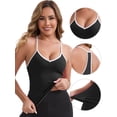 thumbnail image 3 of DARING DIVA Women's Colorblock Ice Silk Spaghetti Straps V Neck Tank Top S Black, 3 of 6