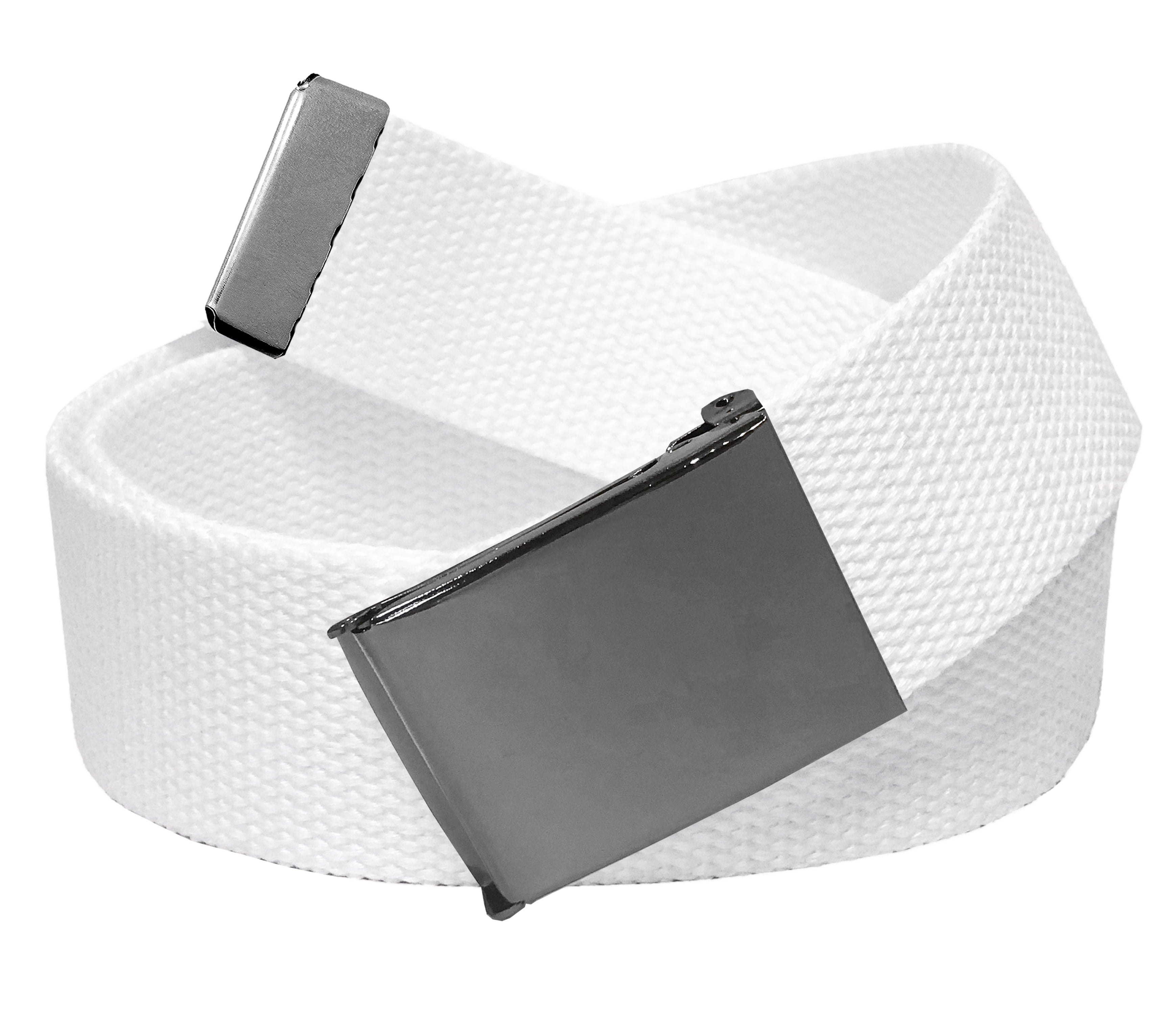 Men's Golf Belt in 1.5 Polished Pewter Flip Top Buckle with Canvas 