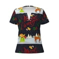 thumbnail image 3 of Naloa Merry Christmas Elk Print T-Shirts Short Sleeve V Neck Tees for Women Fashion Tops Trendy Lightweight Soft Casual Summer Outfits Clothes, 3 of 5