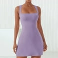 thumbnail image 2 of Robe Corsage à Encolure Carrée pour Femme - Robe Mini Évasée Extensible Sans Manches Type Camisole pour Fête et Boîte de Nuit, 2 of 5
