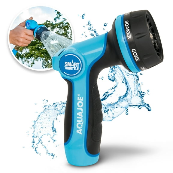 Aqua Joe Heavy-Duty Multi-Function Watering Nozzle, Smart Throttle, 7 Spray Patterns