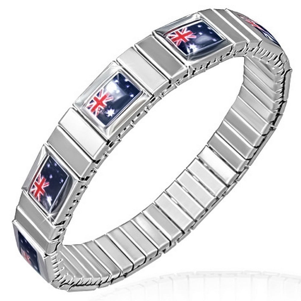 Stainless Steel SilverTone Australian Stretch Flag of Australia