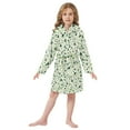 thumbnail image 6 of FORMRS Niños Bathrobe Unisex Hooded Robe Soft Plush Pajamas Sleepwear, Size 2-3T, Green Triangles Pattern, 6 of 7
