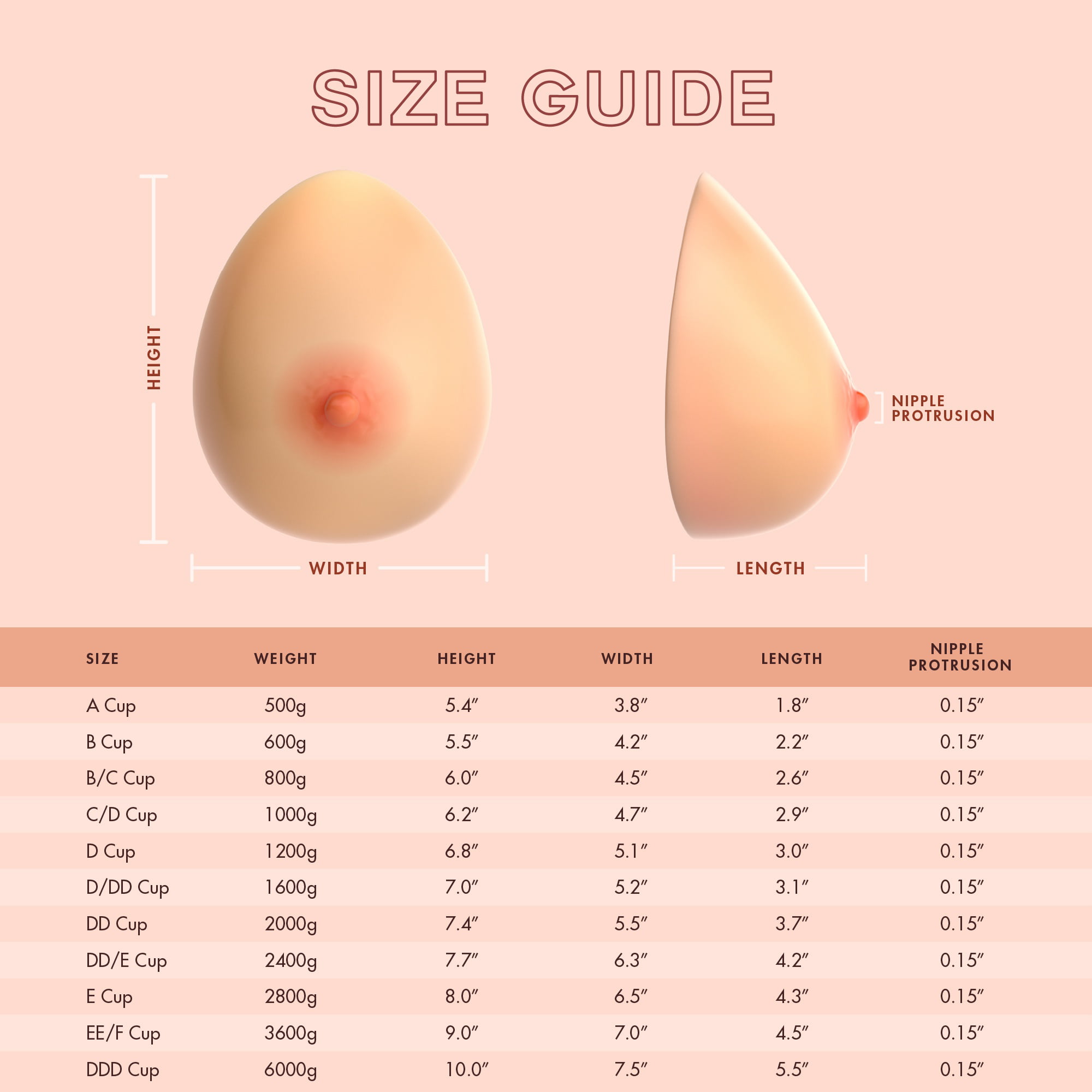 Feminique Silicone Breast Form for Mastectomy, B Cup (600g) Nude