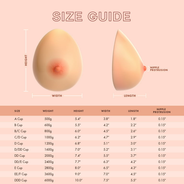 Feminique Silicone Breast Forms for Mastectomy, D/DD cup (1600g) Suntan 