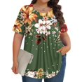 GIPQJK Plus Size TShirts for Women Summer Flowy Pleated Crewneck Tops
