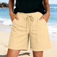 thumbnail image 2 of GHIIYER Bermuda Shorts for Women with Pockets High Waist Cotton Linen Trousers Summer Beach Shorts Size M, 2 of 6