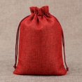 thumbnail image 1 of Bolsa de lino de arpillera con cordón, embalaje de joyería, almacenamiento de dulces de boda, fiesta de Navidad, logotipo personalizable, 100 unidades, 1 of 4