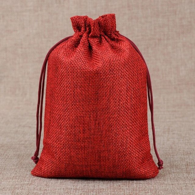 Bolsa de lino de arpillera con cordón, embalaje de joyería, almacenamiento de dulces de boda, fiesta de Navidad, logotipo personalizable, 100 unidades