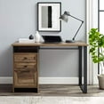 thumbnail image 2 of Walker Edison Modern Metal and Wood 3 Drawer Writing Desk Home Office Workstation Small, 48 Inch, Rustic Oak, 2 of 5
