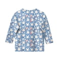 thumbnail image 5 of CCRFTGI Easter Girls Tops Size 7 3/4 Sleeve Cute Bunny Rabbit Easter Egg Print T shirts for kids Girls Fashion for kids Crewneck Shirts Soft Spring Day Gifts for Girls Sky Blue 5-6 Years, 5 of 5