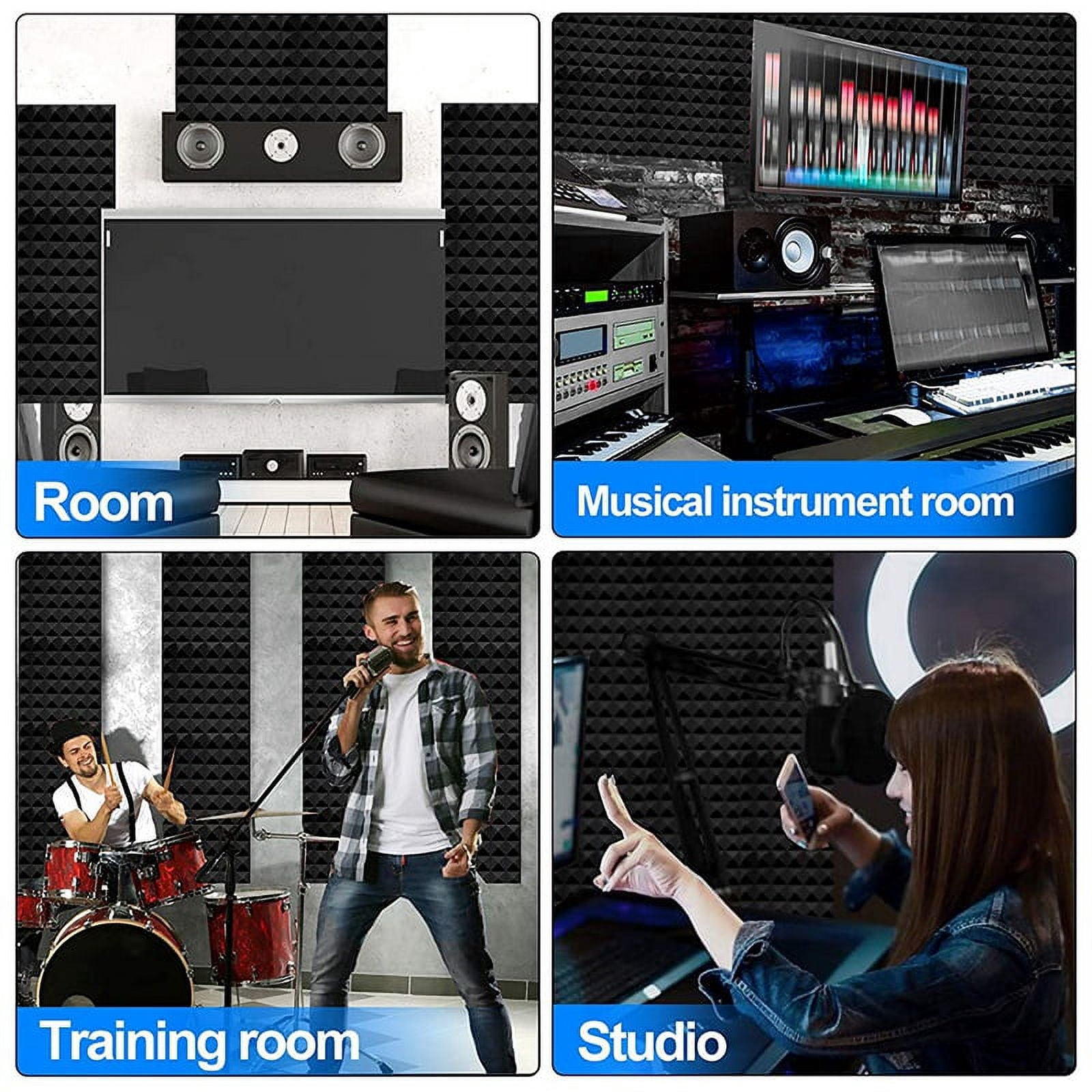 12Pcs Soundproof Foam Panels,2 Inch x 12 Inch x 12 Inch Pyramid Shaped Acoustic Panels for Wall,Studio, Home and Office