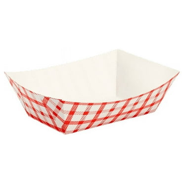 Karat [1 lb - 1000 Pack] Paper Food Boat, White and Red Nacho Tray (FP-FT100G)