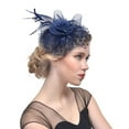 thumbnail image 2 of IDALL Fascinators Hats Tea Party Hats Women Flower Mesh Ribbons Feathers Headband Cocktail Tea Party Hat Headwear Party Hats Fascinator Headband Navy One Size, 2 of 2