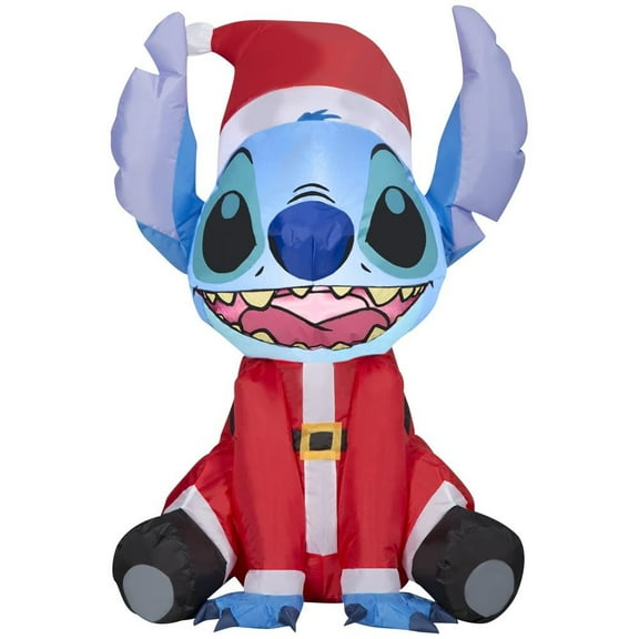 Disney Stitch in a Santa Suit Inflatable for Indoor and Outdoor Use Christmas Decoration