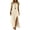 Beige, variant on Women's Halter Backless Maxi Dress - Sleeveless High Side Slit Flowy Long Dress, Boho Beach Party Casual Summer Gown Yellow M