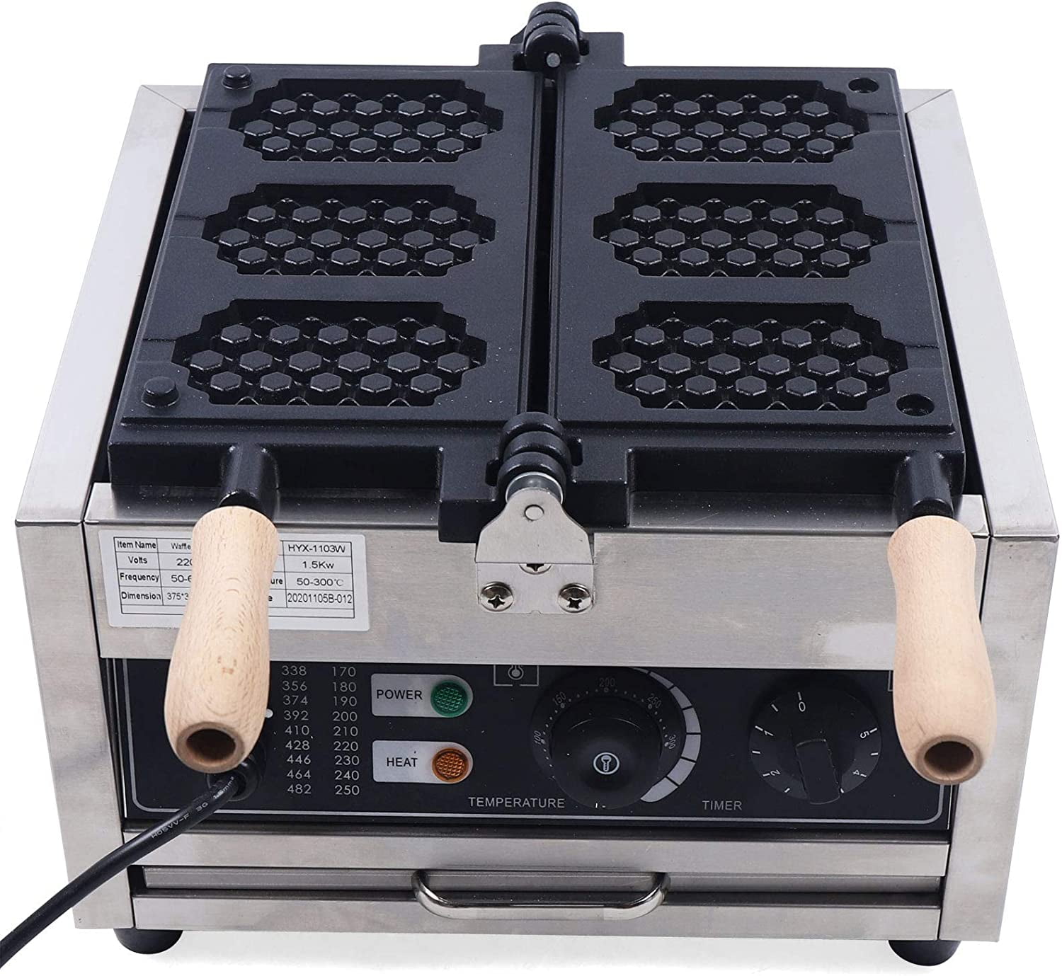 Fichiouy Commercial Waffle Cone Maker 3-hole Electric Rotating Baker Machine Nonstick Muffin Maker 1500W