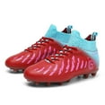 thumbnail image 6 of RURAN Men's Soccer Shoes with Non-Slip Spikes High-Tops Lace-Up Indoor Futsal TF Turf Cleats Sneaker, 6 of 8