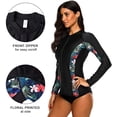 thumbnail image 3 of Charmo Women's Zip Front Rash Guard Long Sleeve Rashguard Top Sun Protection Swim Shirt, 3 of 7