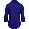 thumbnail image 3 of J. METHOD Women's Button Down Shirt 3/4 Sleeve Roll Up Stretch Collar Office Work Formal Casual Basic Blouse Top NEWT01 Royal Blue 5X, 3 of 6