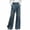 Dark Blue, variant on Women's High Waisted Ruffle Trim Wide Leg Jeans Button Front Denim Pants with Pockets for Casual Daily Wear