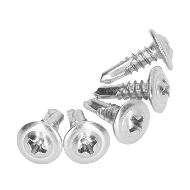 Vis à Tête Ronde, Résistance à la Rouille, Autotaraudage, Rainures Transversales, Non Glissantes, Acier Inoxydable 410 pour Composants d'Usine, 4,8x16mm, 100Pcs