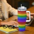 thumbnail image 6 of KLL Colorful Glitter Rainbow Print 40oz Stainless Steel Insulated Car Cup Coffee Mug with Spillproof Lid - Keep Your Drink Hot or Cold on the Go, 6 of 8