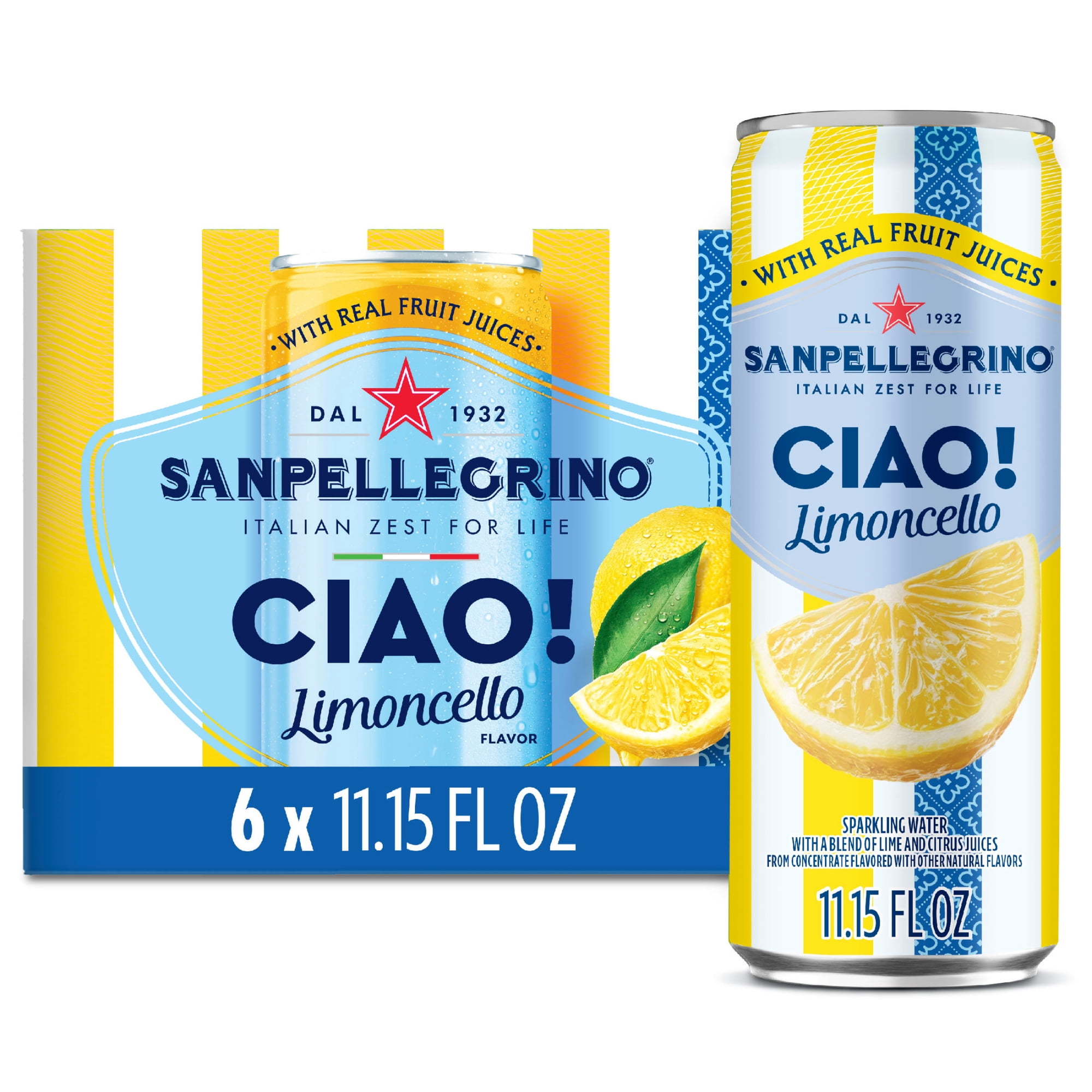 Sanpellegrino CIAO Limoncello Flavored Sparkling Water, Italian Sparkling Water, 6 Pack 66.954 fl oz