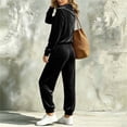 thumbnail image 4 of BRELIL Women's Two Piece Outfits Long Sleeve Pullover Tops Elastic Waisted Wide Leg Pants Casual Lounge Sets Solid Boho Vacation Travel Tracksuit Loungewear, Black S, 4 of 7