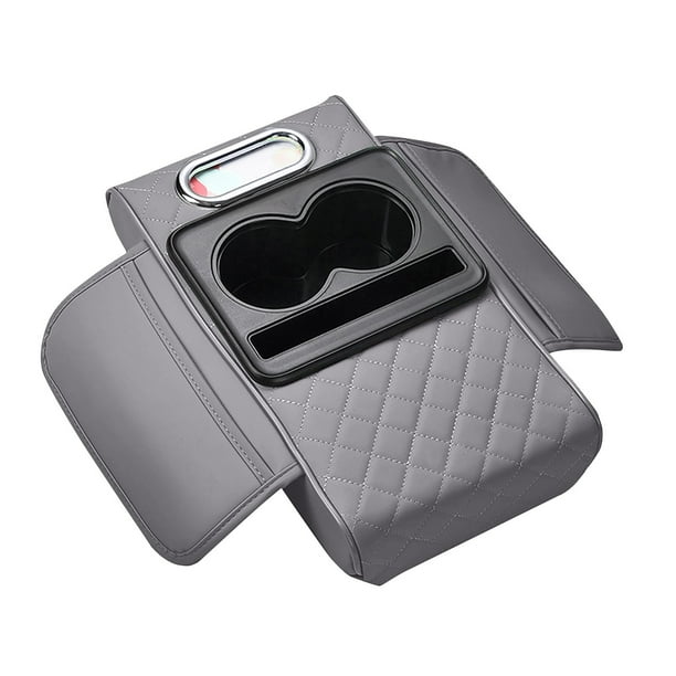 Funda para reposabrazos de coche con 2 bolsas de almacenamiento, portavasos, ranura para pañuelos y ranura para teléfono, para sedanes y accesorios de coche, organizadores de interior.