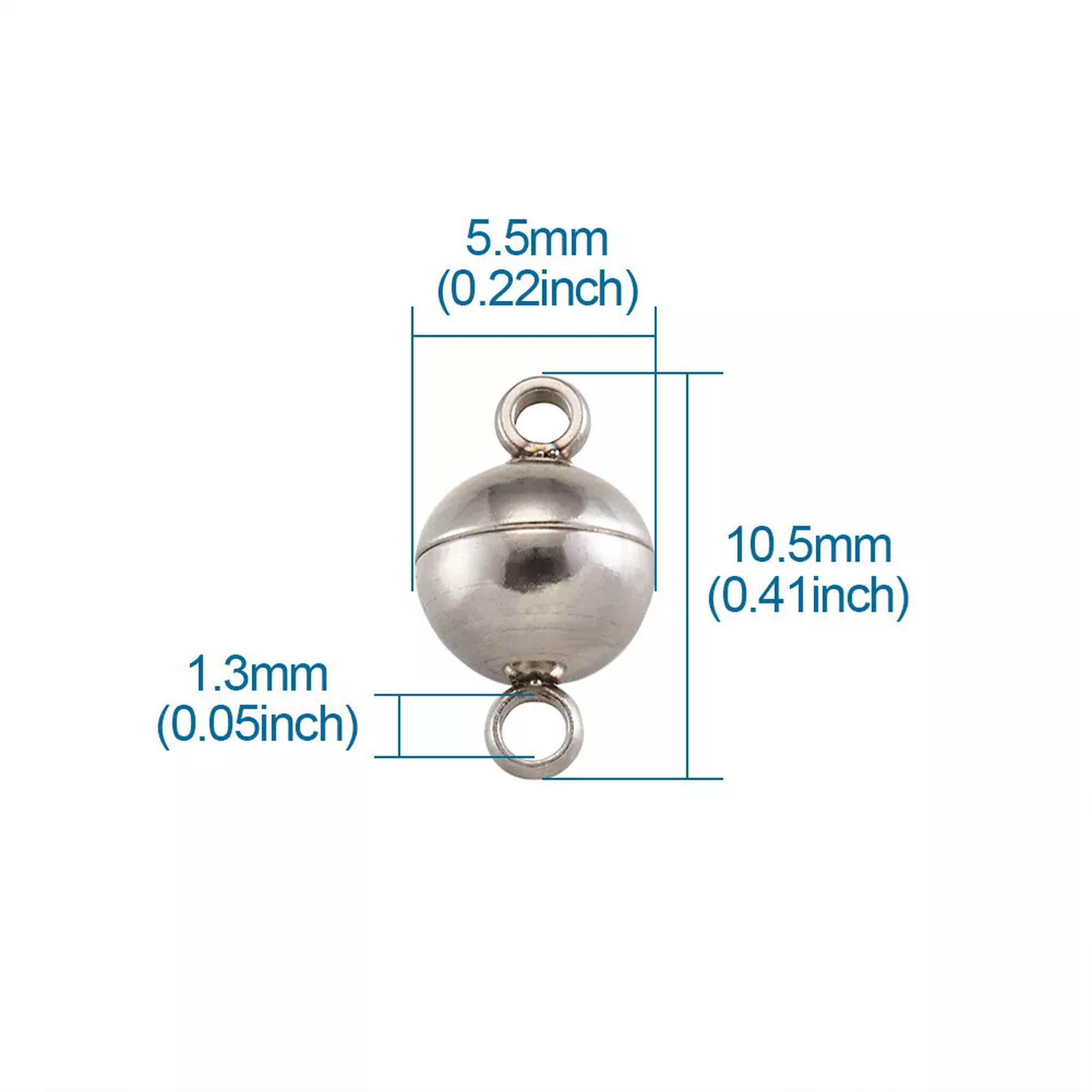 EOEMY 20Sets 304 Stainless Steel Magnetic Clasps Smooth Ball Closure Findings 12X5.5mm