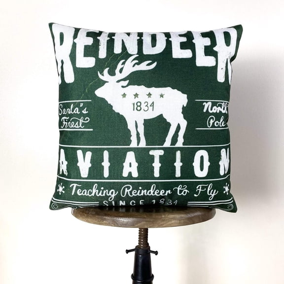 Reindeer | Green | Pillow Cover | Vintage Reindeer | Christmas Decor | Throw Pillow | Home Décor | Farmhouse Pillows | Christmas Pillows