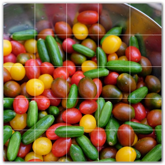 Picture-Tiles.com: Fruit Ceramic Tile Wall Mural WAL500710-55S. 21.25"W x 21.25"H using (25) 4.25" x 4.25" Ceramic Tiles-Satin Finish