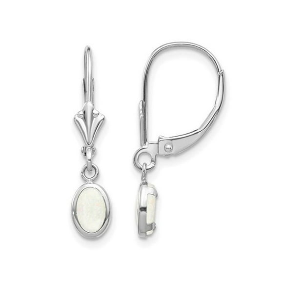 Opal Drop Dangle Earrings 3/5 Carat (ctw) in 14K White Gold