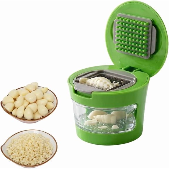 Mini Handheld Garlic Mincer Stainless Steel Blade with Collection Cup Kitchen Tool
