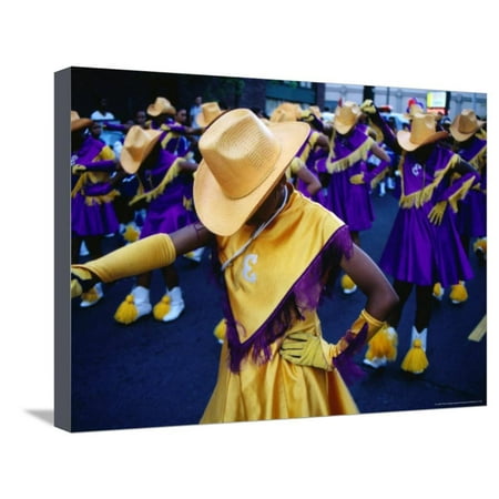 Marching Girls Participate in International District Parade, Seattle, Washington, USA Stretched Canvas Print Wall Art By Lawrence