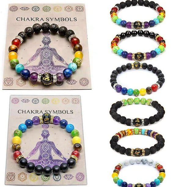 Mandala Jewellery With Meaning Cardfor Men Meditation 7 Chakra Natural Bracelet