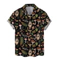 thumbnail image 5 of Camisa de manga corta con botones y estampado 3D de hongos coloridos para hombre, estilo hawaiano callejero, para vacaciones, playa, plantas, 5 of 5