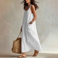 thumbnail image 5 of PRINxy Women's Sleeveless U Neck Linen Maxi Dress with Pockets Boho Flowy Long Dress for Summer Beach Vacation Daily Casual Wear White S, 5 of 7