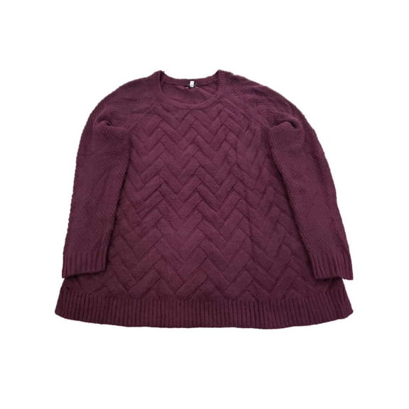 Womens Plus Deep Grape Lattice Knit Soft Long Sleeve Warm Winter Sweater 3X