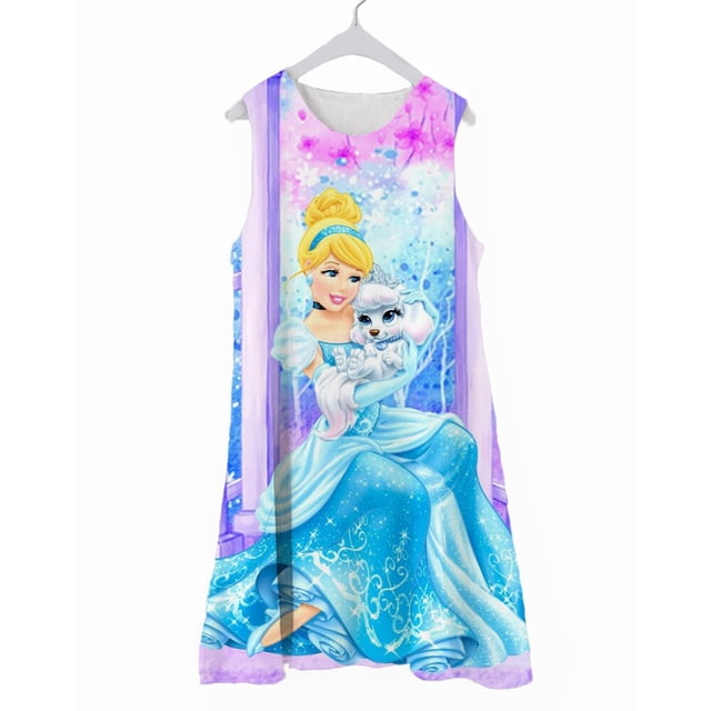 Frozen Wonderland 2 vestido de princesa niñas pijamas vestido de flores verano Homewear Elsa falda sin mangas Ruffle Dress130 heqiyong CONDUJO