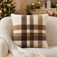 thumbnail image 2 of Christmas Plaid Pillow with Insert 18'', Neutral Tartan Couch Cushion, 2 PC, 2 of 6