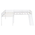 thumbnail image 5 of Euroco Twin L-Shaped Loft Bed with Slide and Ladder for Kids, 2 Beds in One for Kids Teens Adults, White, 5 of 12