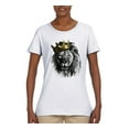 thumbnail image 2 of Wild Bobby, King Lion with Gold Crown Art, Animal Lover, Women Graphic Tee, White, Large, 2 of 4