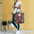 thumbnail image 4 of FORMRS Womens Canvas Tote Bag with Zipper Inner Pocket Shoulder Handbag, Dark Tartan Pattern, 4 of 7