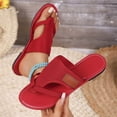 thumbnail image 4 of Flip Flops for Women Mesh Gladiator Flat Sandals Solid Color Strappy Slip on Beach Shoes Casual Slides Red Size 10.5, 4 of 6