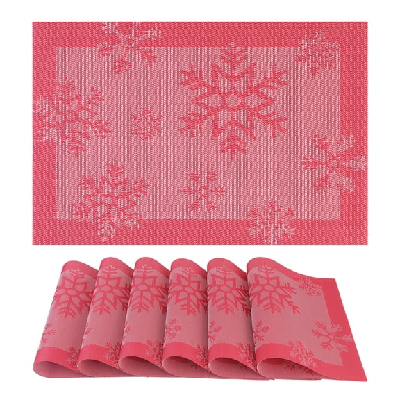 Unique Bargains 6Pcs Plastic Placemats Table Mats Red 17.7" x 11.8"