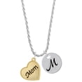 thumbnail image 1 of Delight Jewelry Goldtone Script Mom Heart Silvertone Script Initial Disc - M - Charm Necklace, 20"+3", 1 of 4