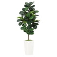 thumbnail image 1 of QinaQin Árbol artificial de hoja de violín de 5 o 6 pies en maceta blanca, planta decorativa realista para sala, oficina o hogar, 1 of 7